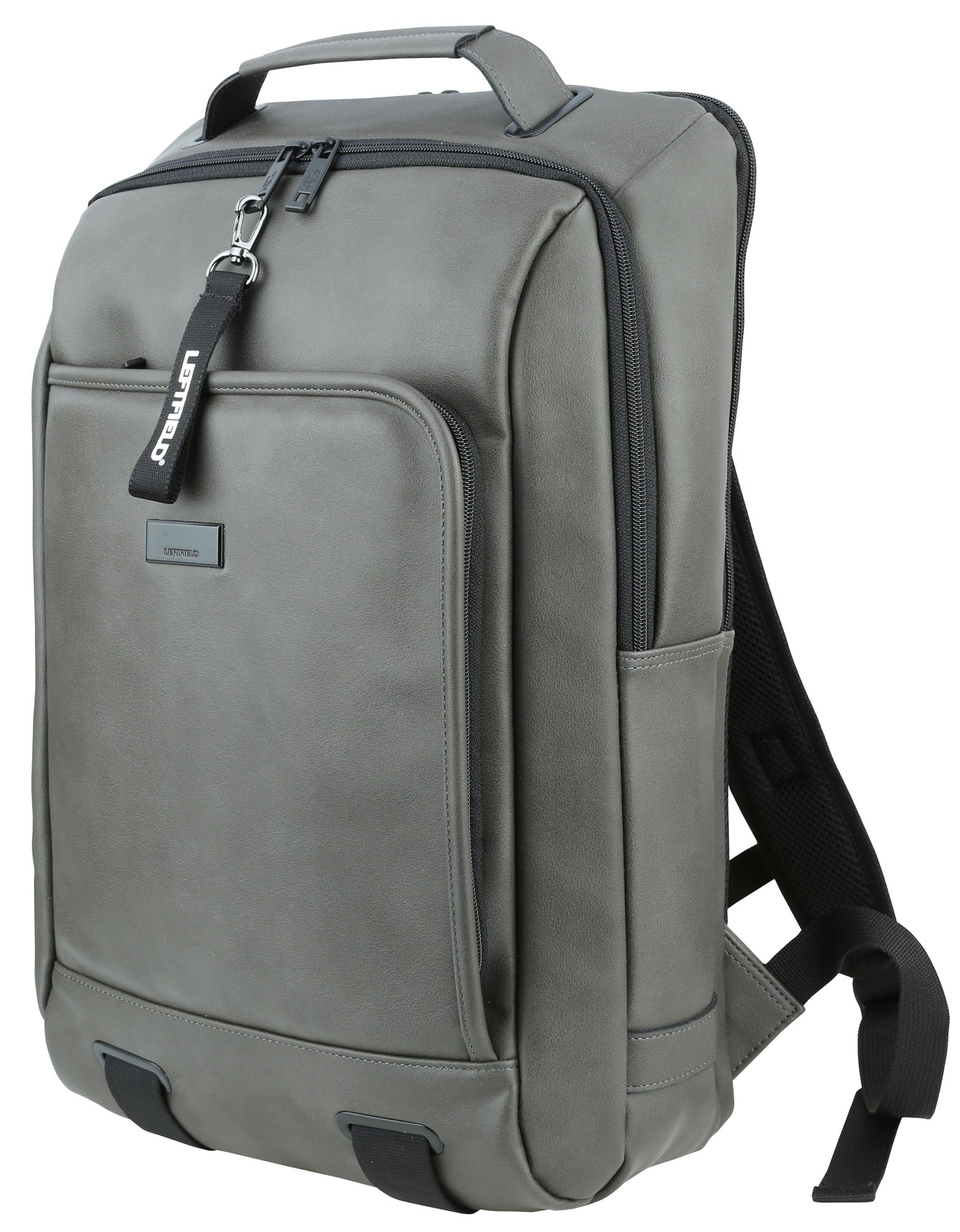 Grey Faux Leather Backpacks