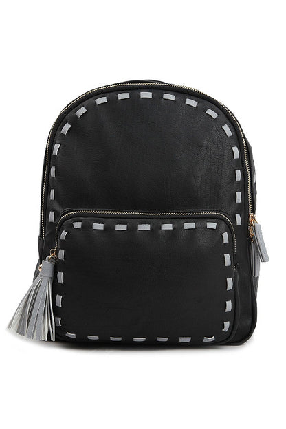 Black Stitch Tassel Mini Backpacks