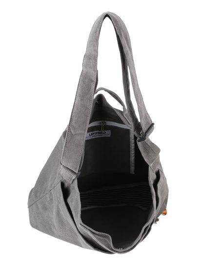 Grey Unisex Corduroy Crossbody Bags