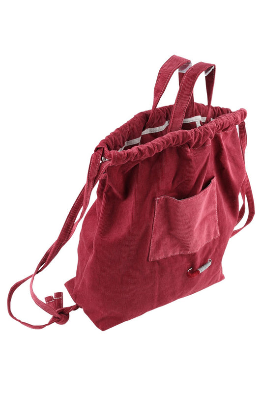 Burgundy Red Corduroy Multi Totes Backpacks