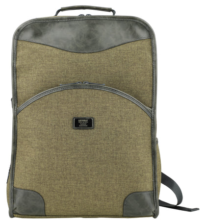 Khaki Green Vintage Canvas Faux Leather School Backpacks