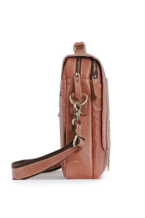 Tan Brown Bull Vintage Genuine Leather Crossbody Bags
