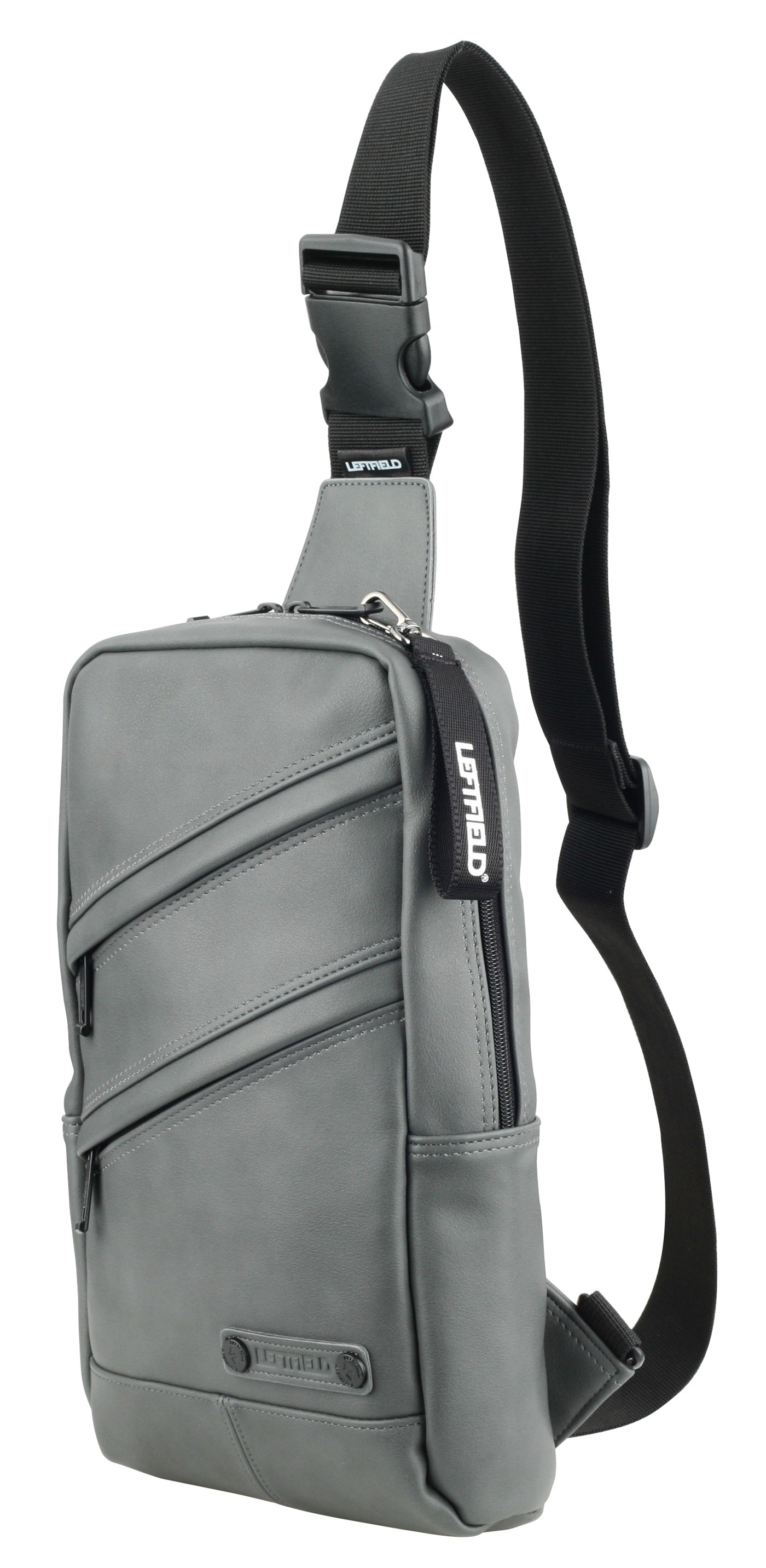 Gray Faux Leather Sling Messenger Bags Backpacks
