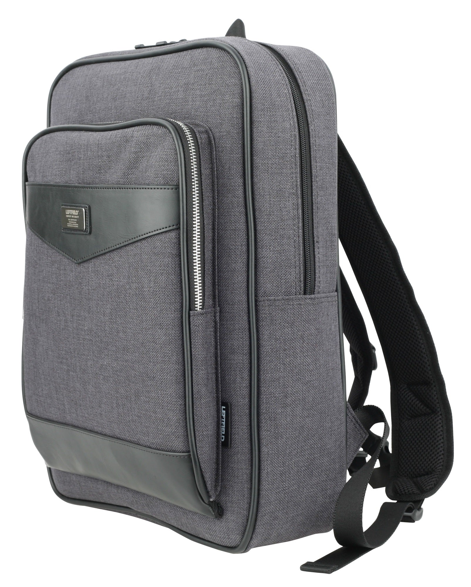 Black Canvas Faux Leather Paneled School Backpacks