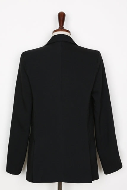 Black Double Breasted Slit Sleeved Blazers