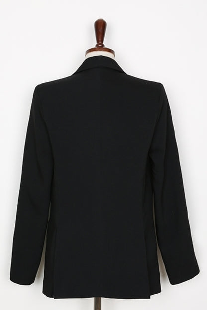 Black Double Breasted Slit Sleeved Blazers