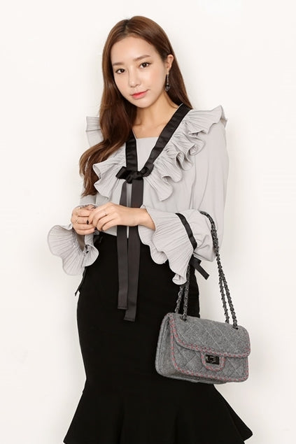 Glamorous Evening Ruffled Long Sleeved Blouses