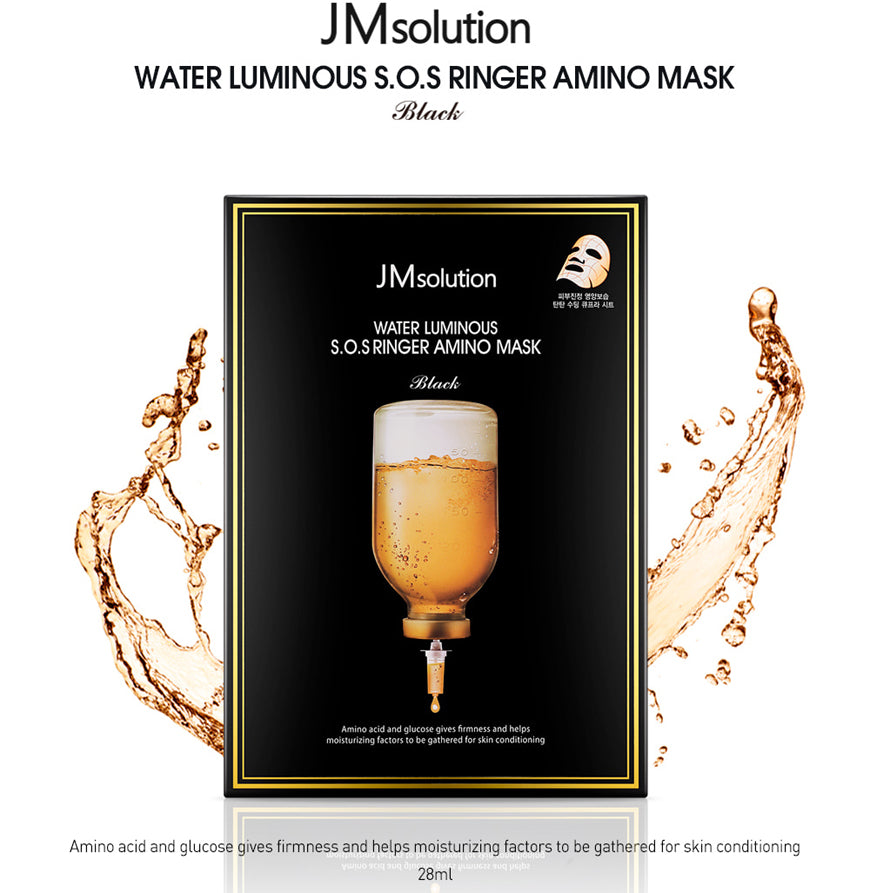 JM Solution Water Luminous S.O.S Ringer Amino Masks Black 10 Sheets