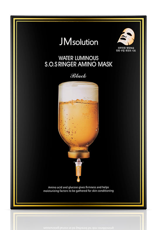 JM Solution Water Luminous S.O.S Ringer Amino Masks Black 10 Sheets