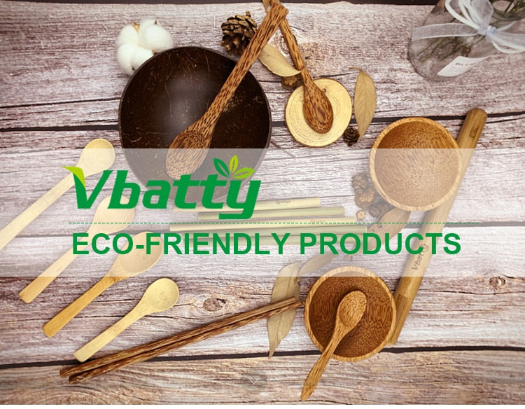 Vbatty Natural Coconut Bowl Fruit Salad Noodle Rice Bowl Wooden Fruit Bowl