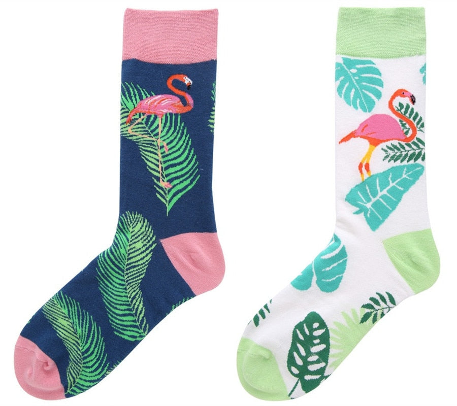 Brand Quality Mens Happy Socks Combed Cotton Flamingo Carton